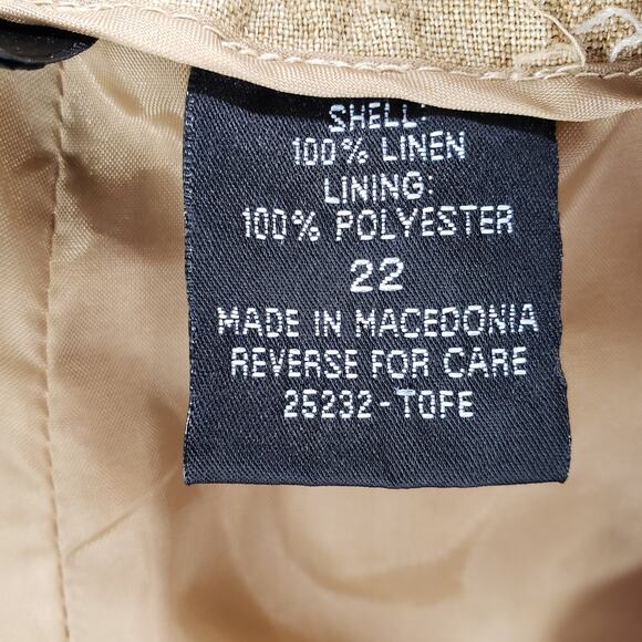 Crossing Pointe Women's 100%Linen  Brown Ankle Pants Size 22 - Picture 6 of 12